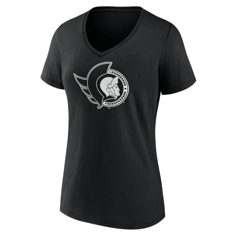Ottawa Senators Women's Personalized Name & Number Monochrome V-Neck T-Shirt Black