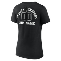 Ottawa Senators Women's Personalized Name & Number Monochrome V-Neck T-Shirt Black