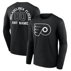 Philadelphia Flyers Personalized Name & Number Monochrome Long Sleeve T-Shirt Black