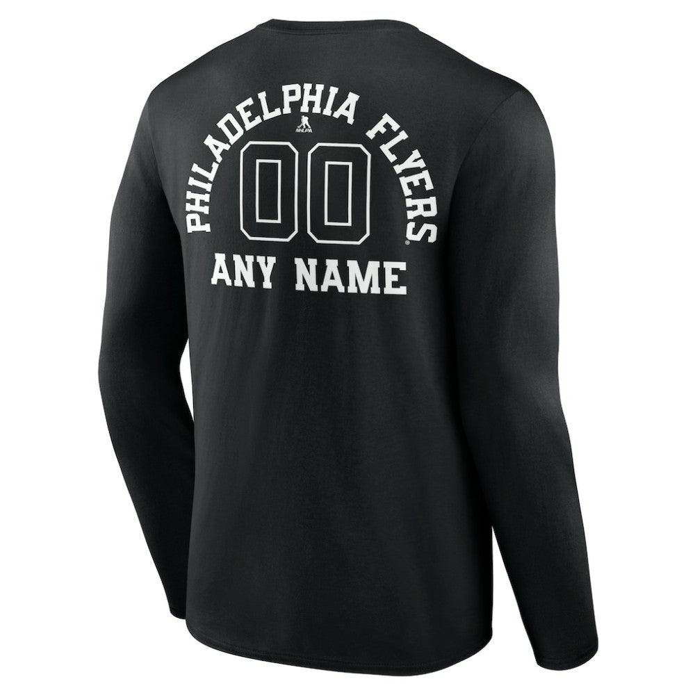 Philadelphia Flyers Personalized Name & Number Monochrome Long Sleeve T-Shirt Black