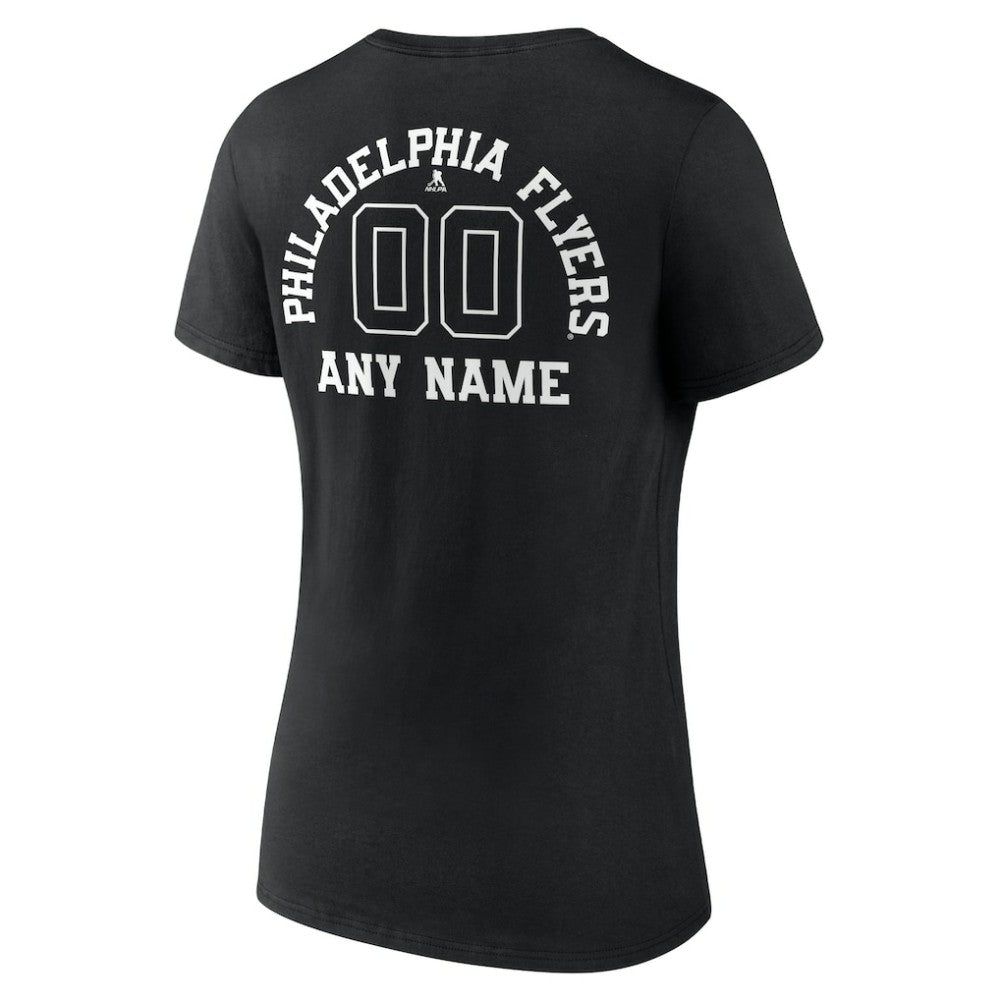 Philadelphia Flyers Women's Personalized Name & Number Monochrome V-Neck T-Shirt Black