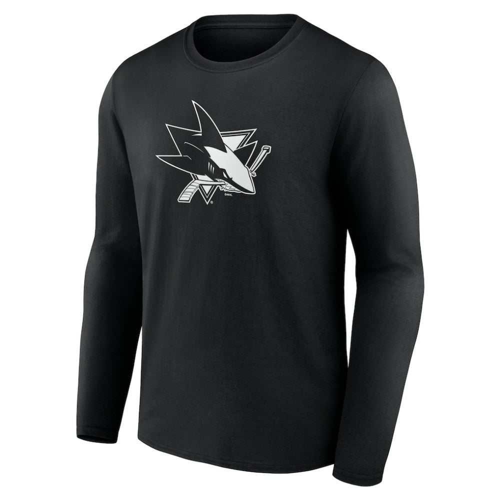 San Jose Sharks Personalized Name & Number Monochrome Long Sleeve T-Shirt Black