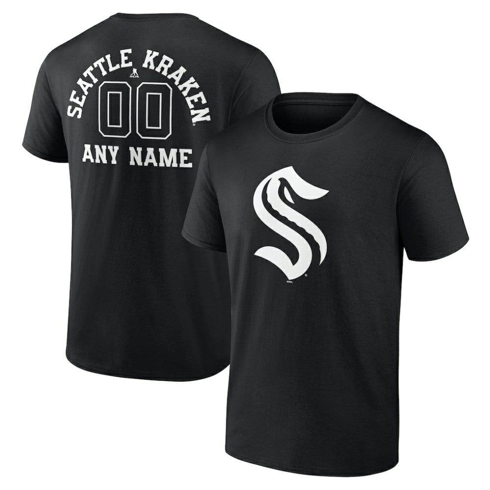 Seattle Kraken Personalized Name & Number Monochrome T-Shirt Black