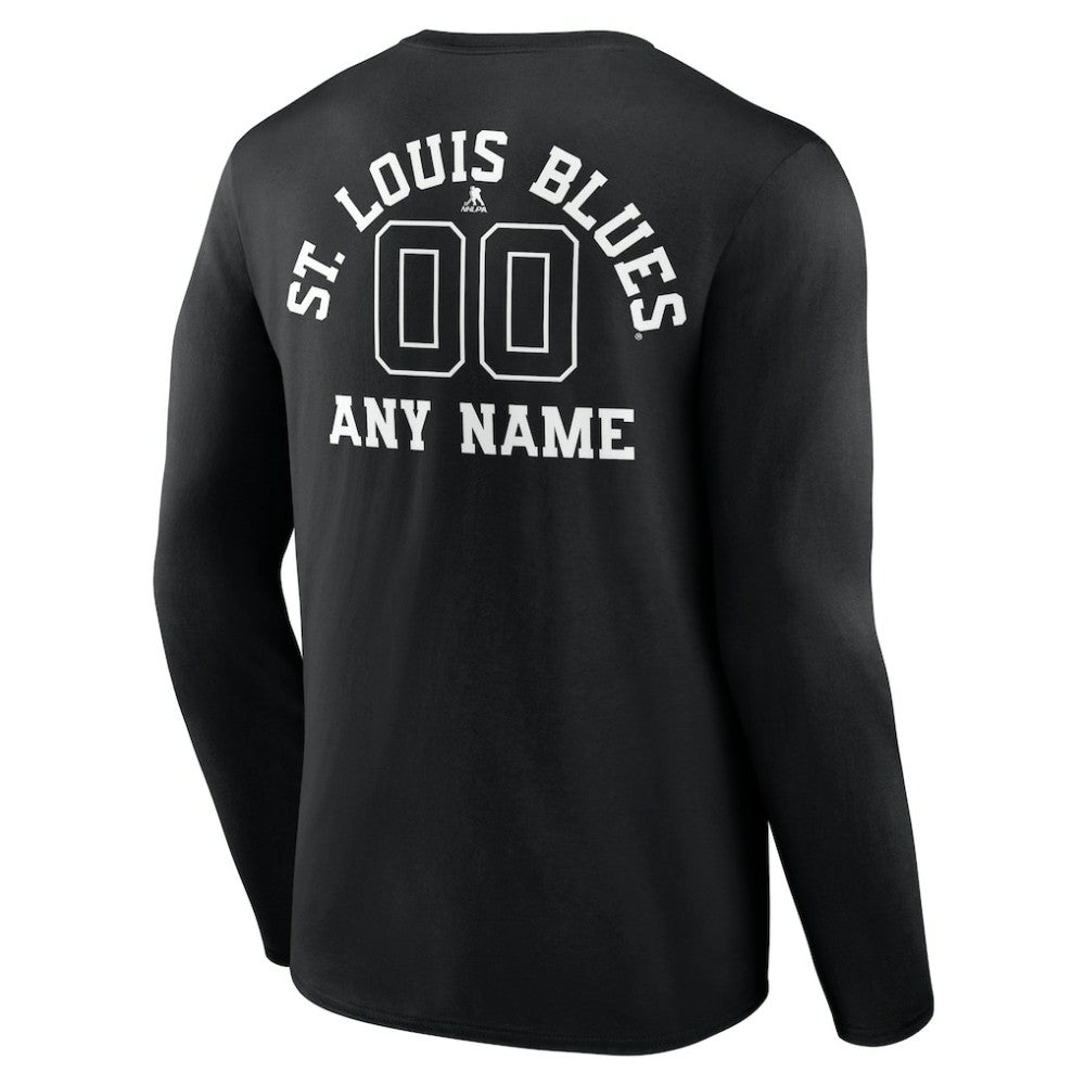 St. Louis Blues Personalized Name & Number Monochrome Long Sleeve T-Shirt Black