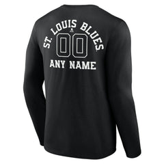 St. Louis Blues Personalized Name & Number Monochrome Long Sleeve T-Shirt Black