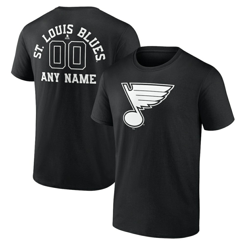St. Louis Blues Personalized Name & Number Monochrome T-Shirt Black