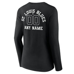 St. Louis Blues Women's Personalized Name & Number Monochrome Long Sleeve V-Neck T-Shirt Black