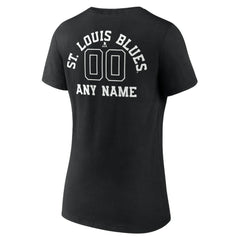 St. Louis Blues Women's Personalized Name & Number Monochrome V-Neck T-Shirt Black
