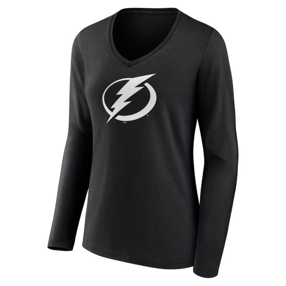 Tampa Bay Lightning Women's Personalized Name & Number Monochrome Long Sleeve V-Neck T-Shirt Black