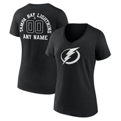 Tampa Bay Lightning Women's Personalized Name & Number Monochrome V-Neck T-Shirt Black