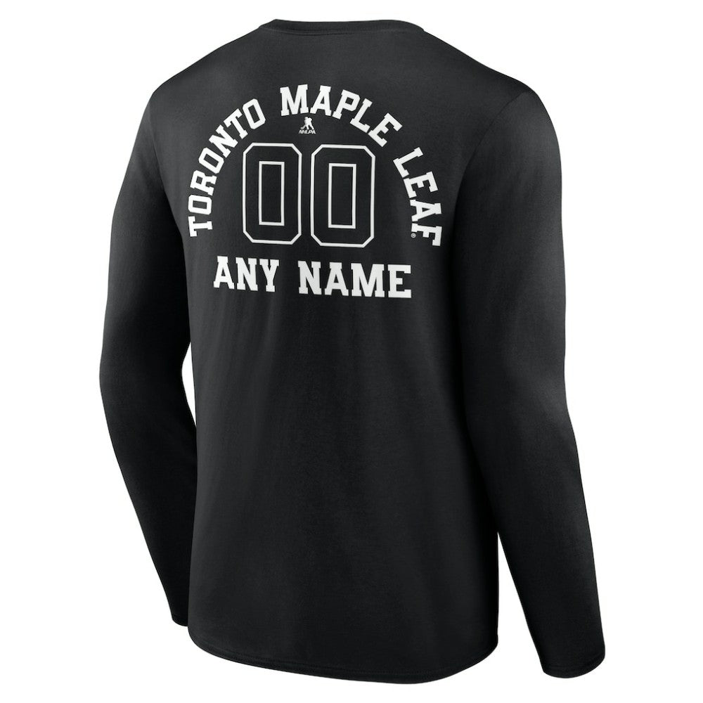 Toronto Maple Leafs Personalized Name & Number Monochrome Long Sleeve T-Shirt Black