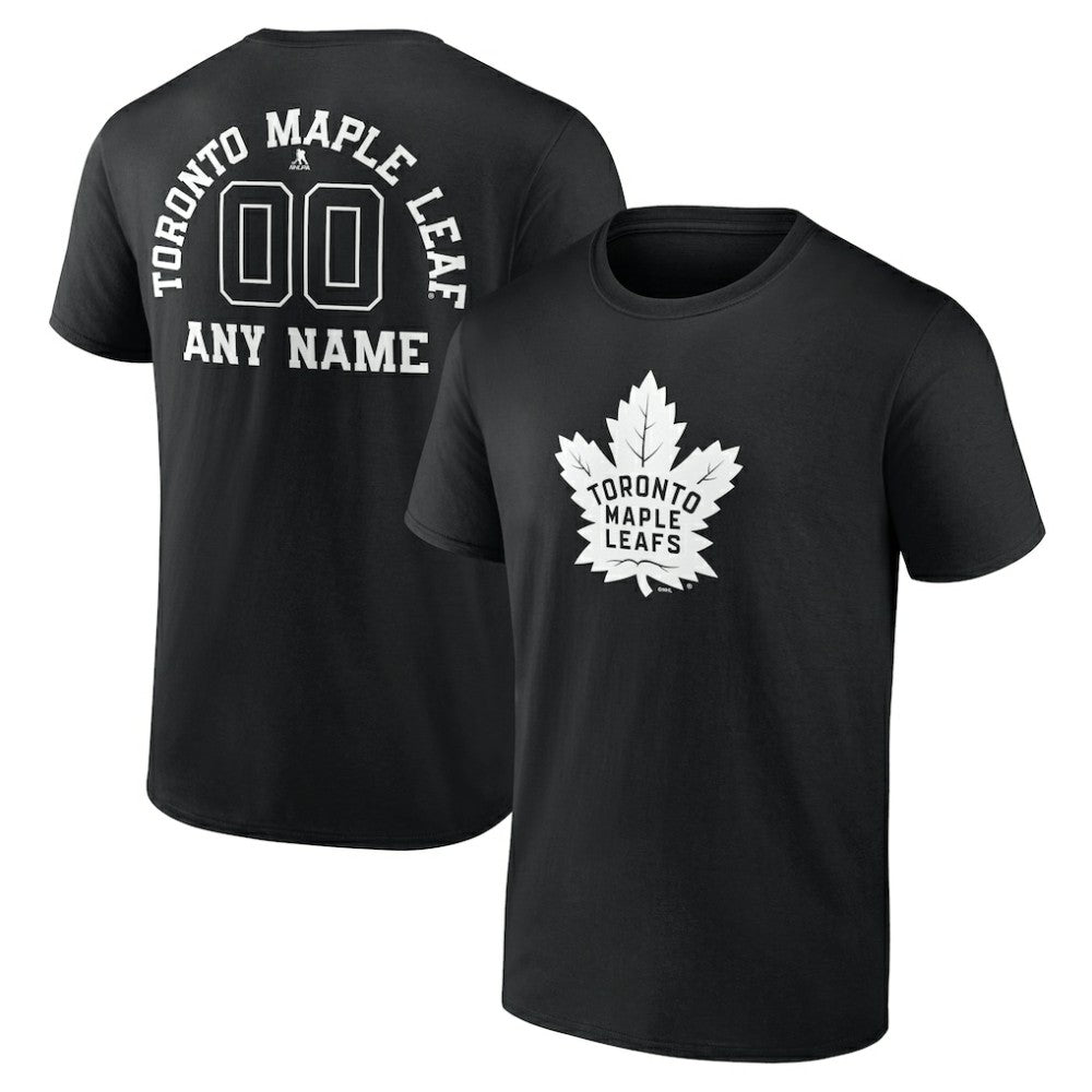 Toronto Maple Leafs Personalized Name & Number Monochrome T-Shirt Black