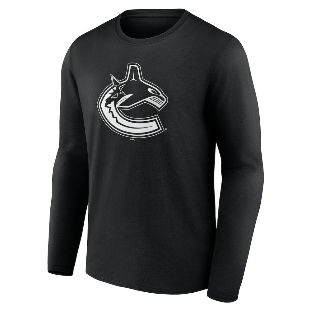 Vancouver Canucks Personalized Name & Number Monochrome Long Sleeve T-Shirt Black