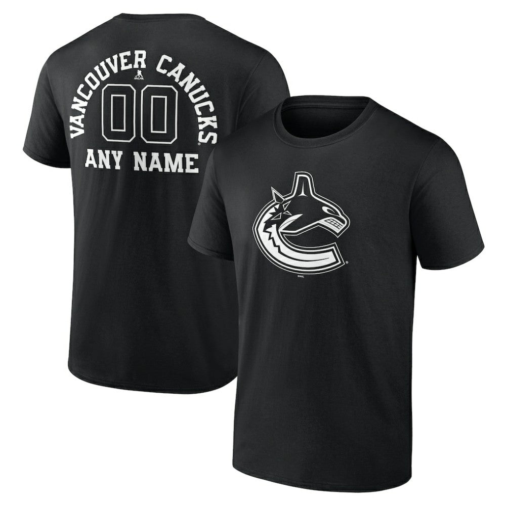 Vancouver Canucks Personalized Name & Number Monochrome T-Shirt Black