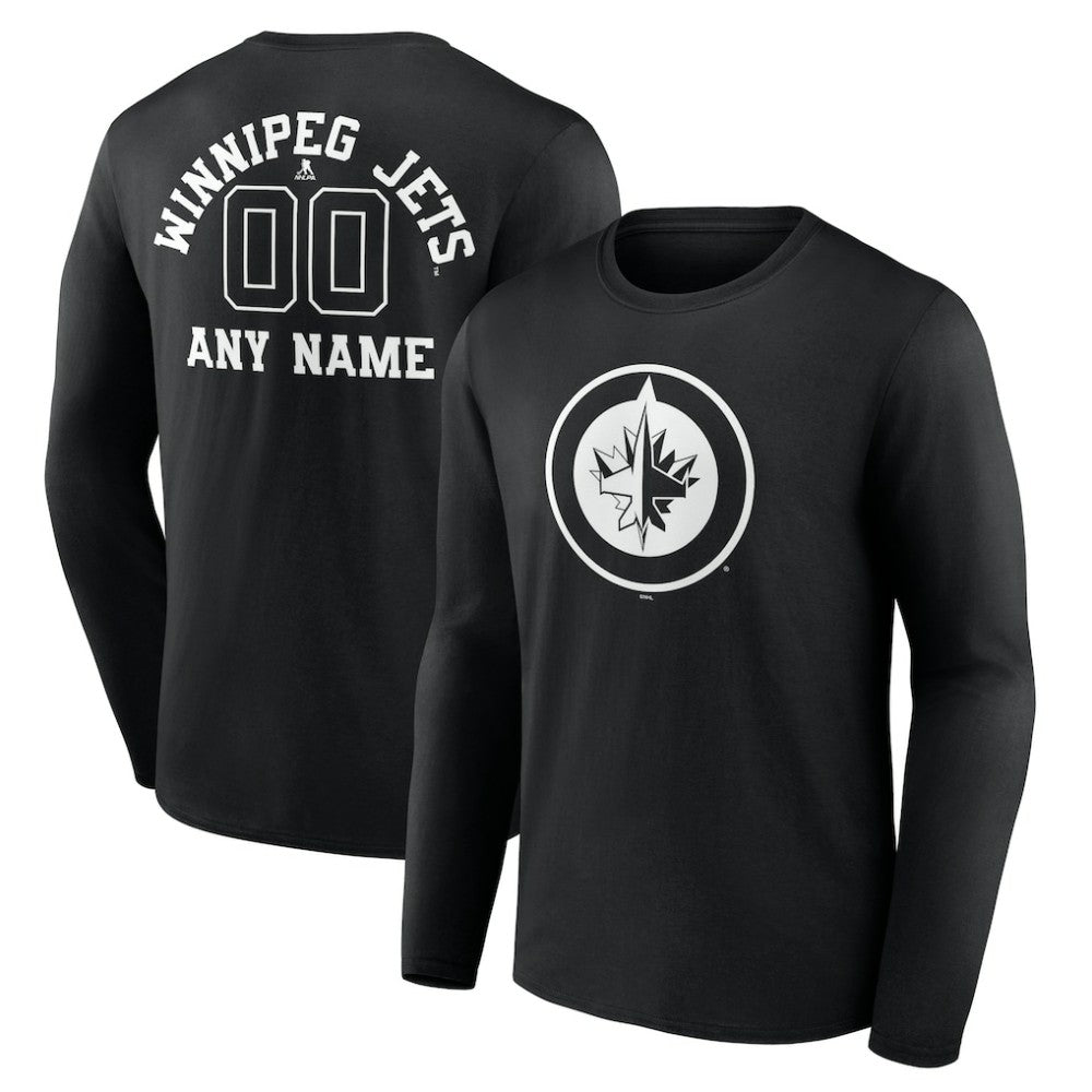 Winnipeg Jets Personalized Name & Number Monochrome Long Sleeve T-Shirt Black