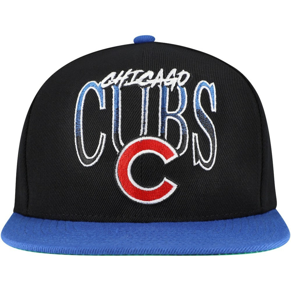 Chicago Cubs Rise Up Snapback Hat - Black | Mitchell & Ness