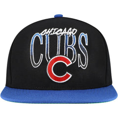 Chicago Cubs Rise Up Snapback Hat - Black | Mitchell & Ness