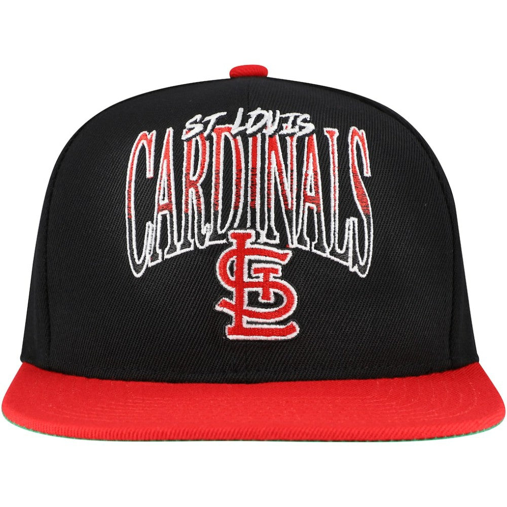 St. Louis Cardinals Rise Up Snapback Hat - Black | Mitchell & Ness