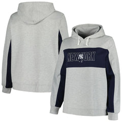 New York Yankees Profile Women's Plus Size Pullover Jersey Hoodie - Heather Gray
