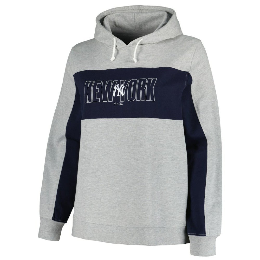 New York Yankees Profile Women's Plus Size Pullover Jersey Hoodie - Heather Gray