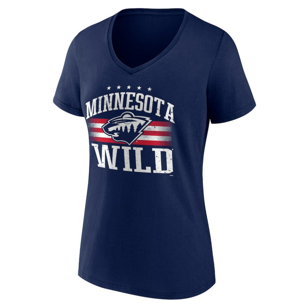 Minnesota Wild Women's Americana Team V-Neck T-Shirt Navy