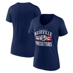 Nashville Predators Women's Americana Team V-Neck T-Shirt Navy