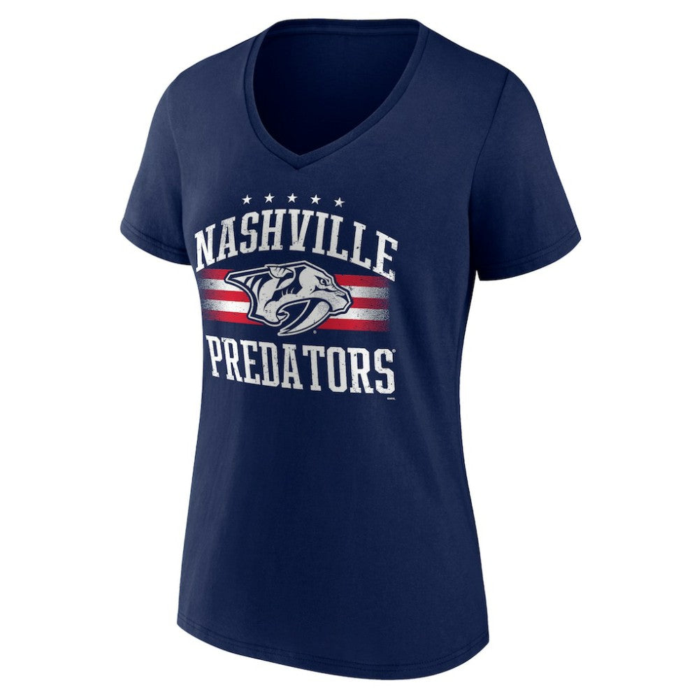 Nashville Predators Women's Americana Team V-Neck T-Shirt Navy