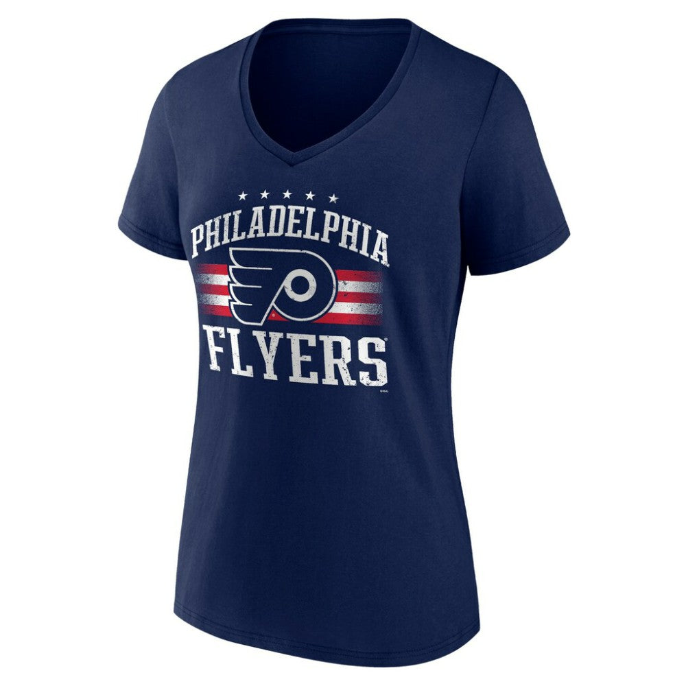 Philadelphia Flyers Women's Americana Team V-Neck T-Shirt Navy