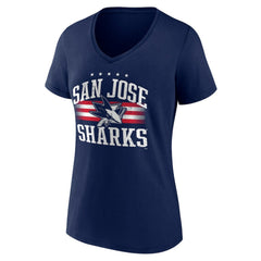 San Jose Sharks Women's Americana Team V-Neck T-Shirt Navy