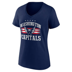 Washington Capitals Women's Americana Team V-Neck T-Shirt Navy