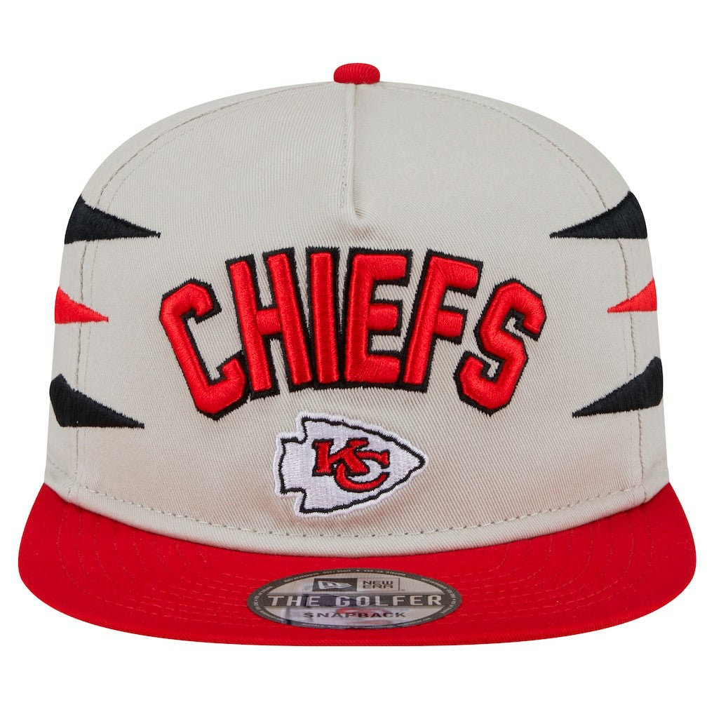 Kansas City Chiefs New Era Athletic Golfer Snapback Hat - Stone/Red online