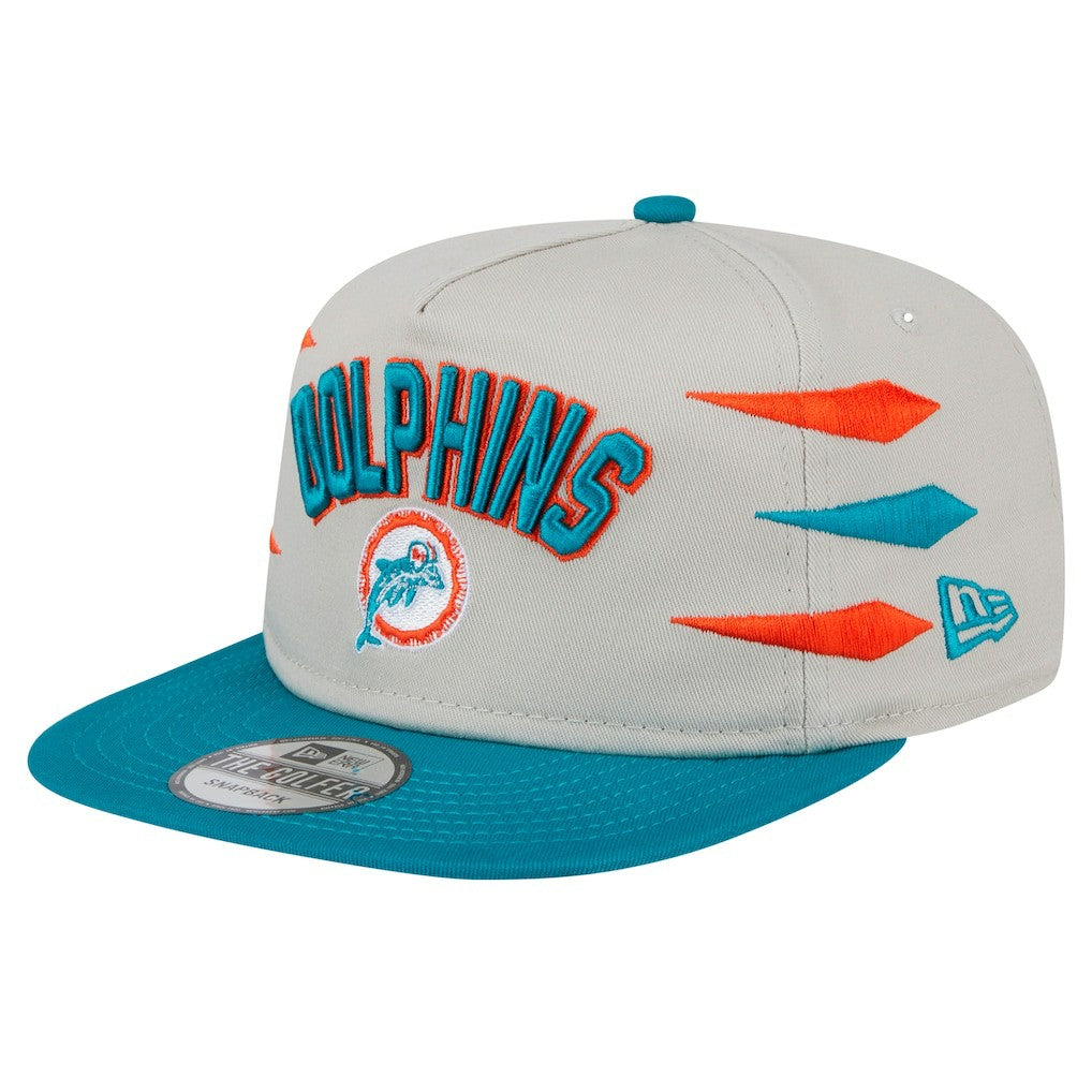 Miami Dolphins New Era Athletic Golfer Snapback Hat - Stone/Aqua on sale