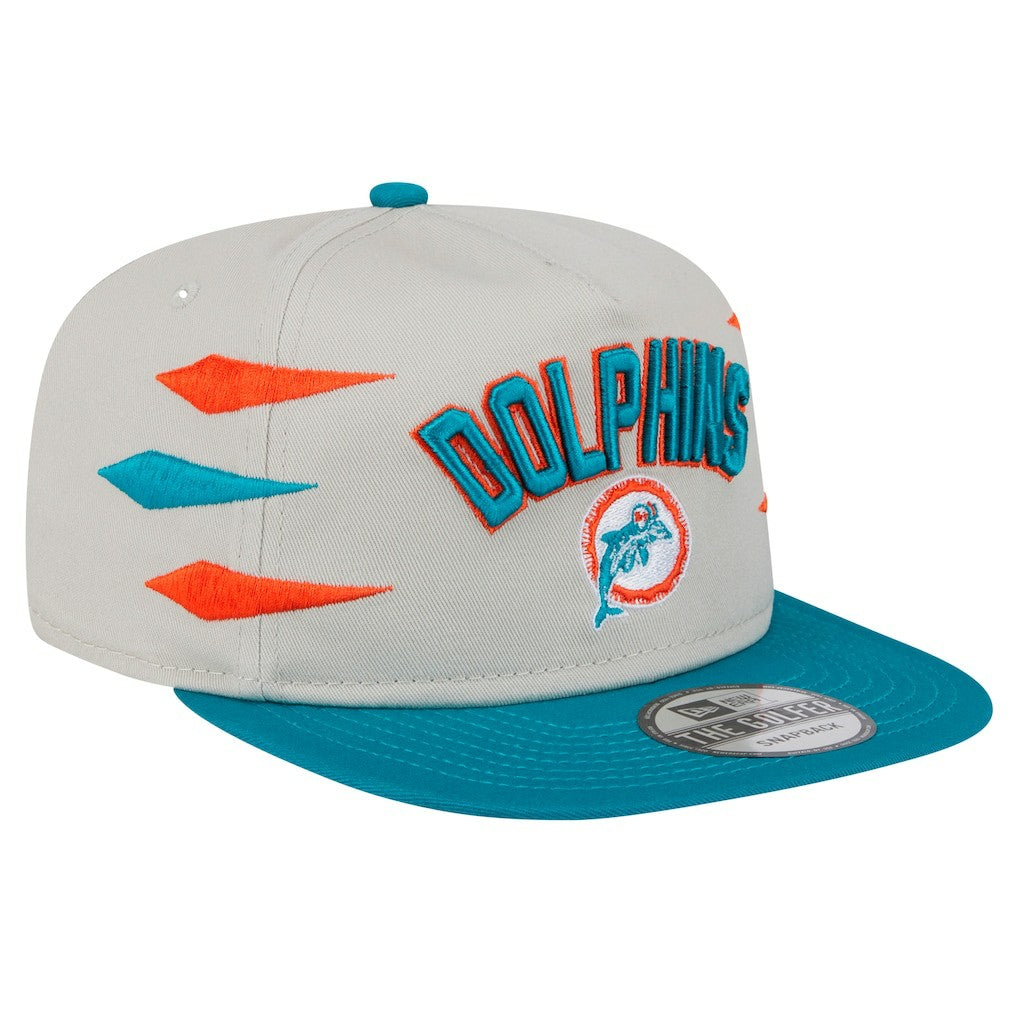 Miami Dolphins New Era Athletic Golfer Snapback Hat - Stone/Aqua on sale