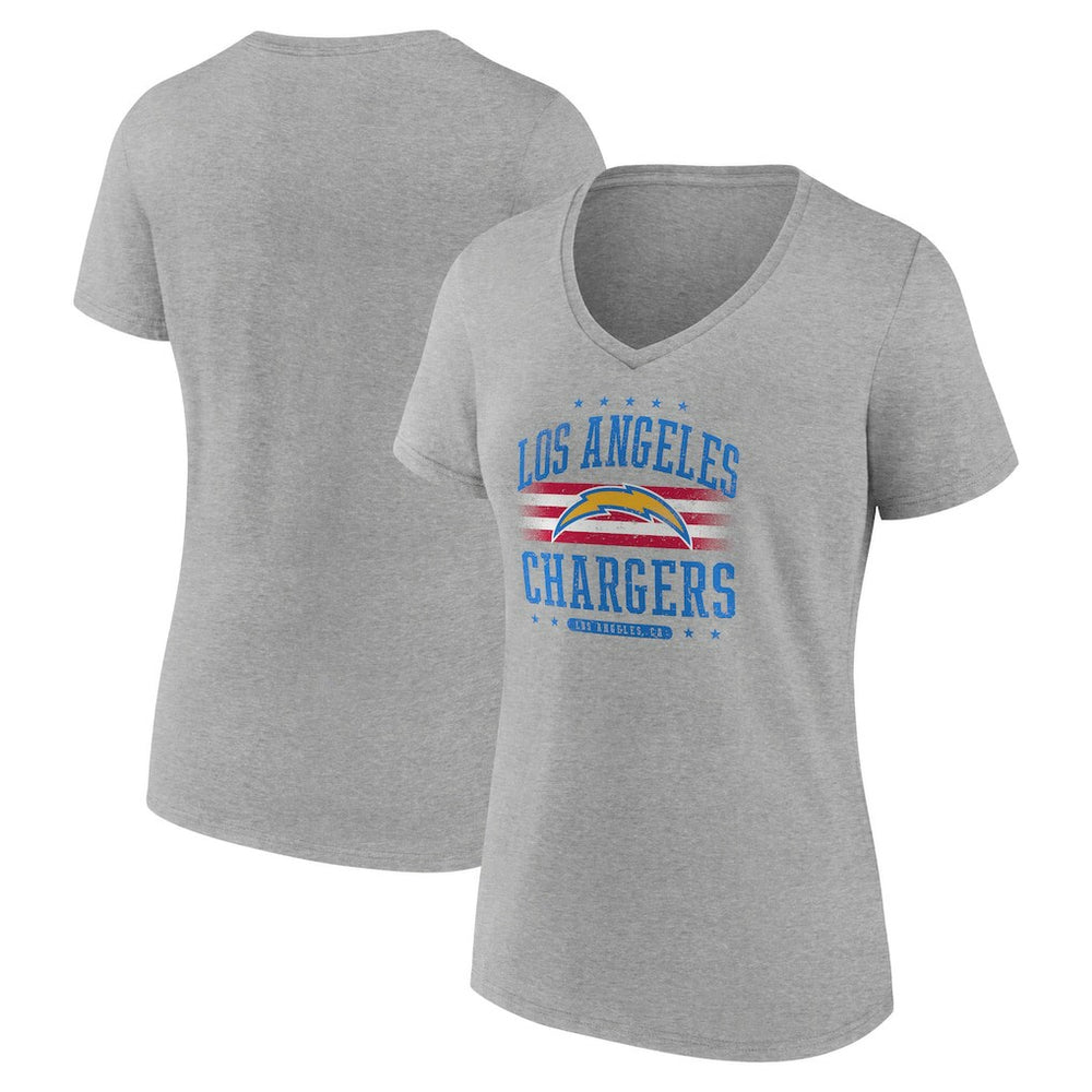 Los Angeles Chargers Women's Americana Team V-Neck T-Shirt - Gray for sale