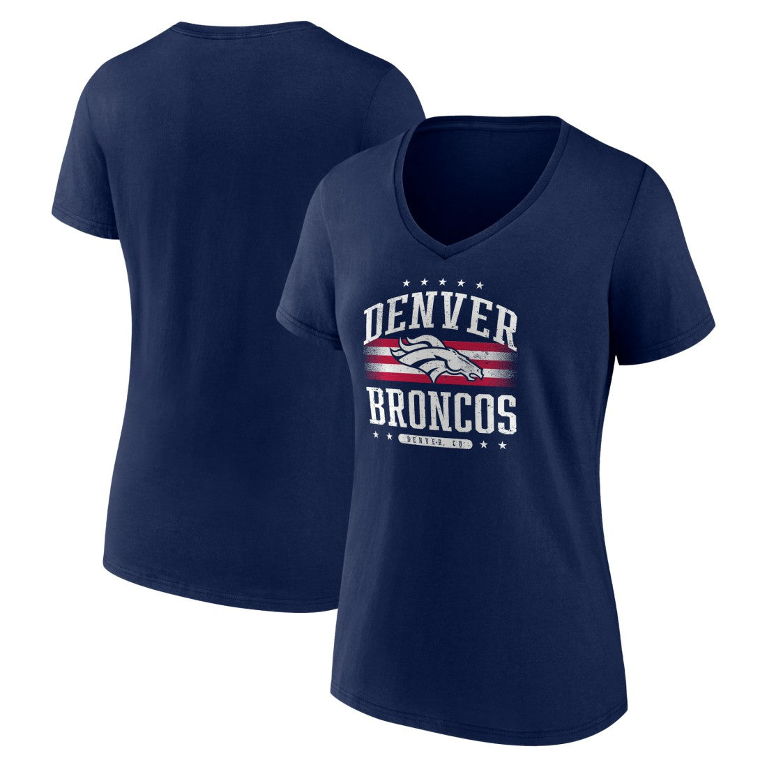 Denver Broncos Women's Americana Team V-Neck T-Shirt - Navy cheap