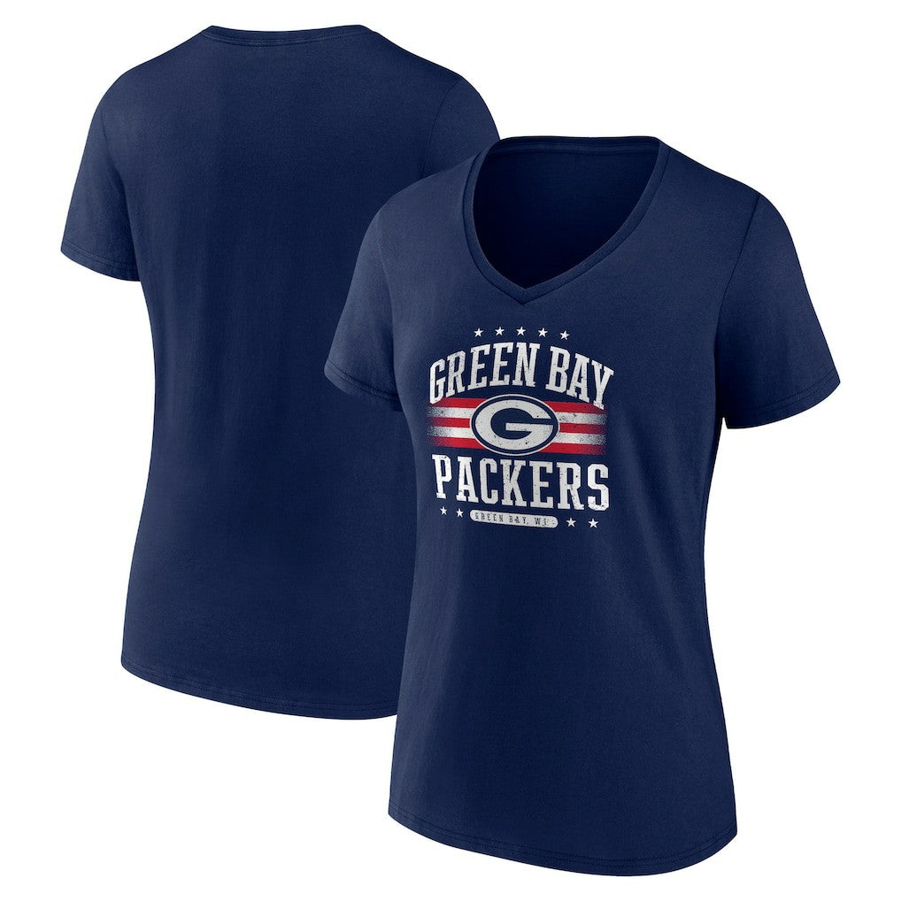 Green Bay Packers Women's Americana Team V-Neck T-Shirt - Navy outlet