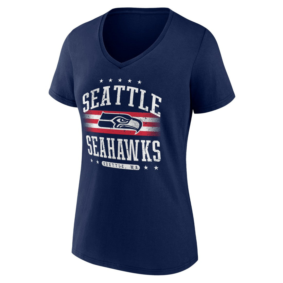 Seattle Seahawks Women's Americana Team V-Neck T-Shirt - College Navy on sale