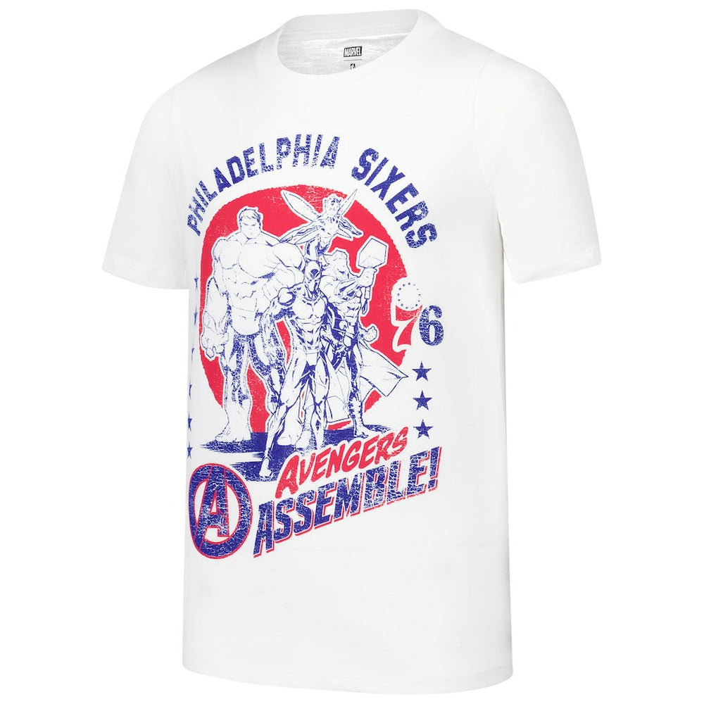 Philadelphia 76ers Youth NBA x Marvel Avengers Squad T-Shirt - White cheap