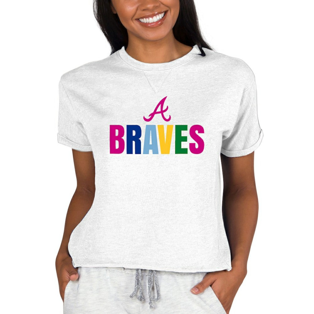 Atlanta Braves Concepts Sport Women's Mainstream Terry Sweatshirt - Oatmeal