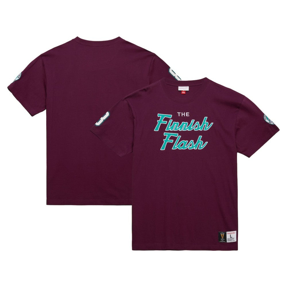 Teemu Selanne Anaheim Ducks Mitchell & Ness Premium Nickname Vintage Logo T-Shirt Purple