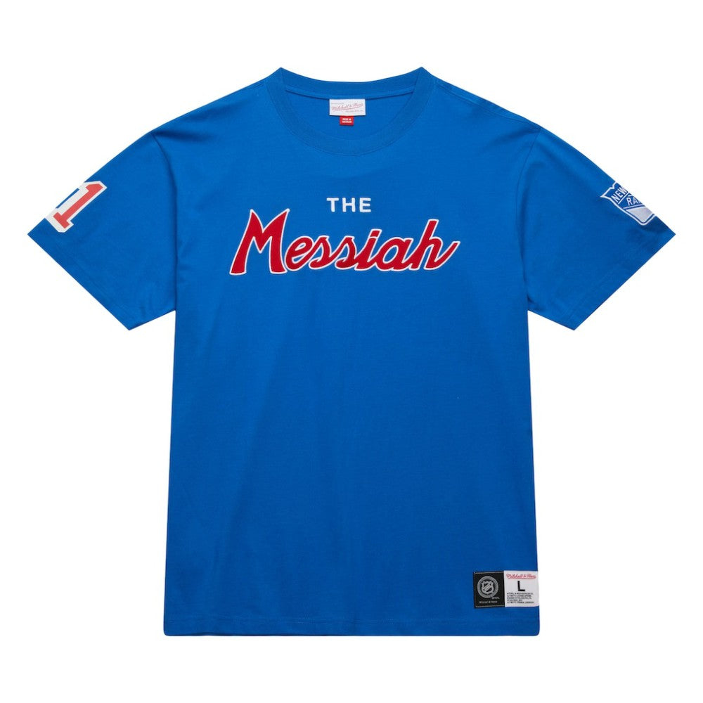 Mark Messier New York Rangers Mitchell & Ness Premium Nickname Vintage Logo T-Shirt Blue