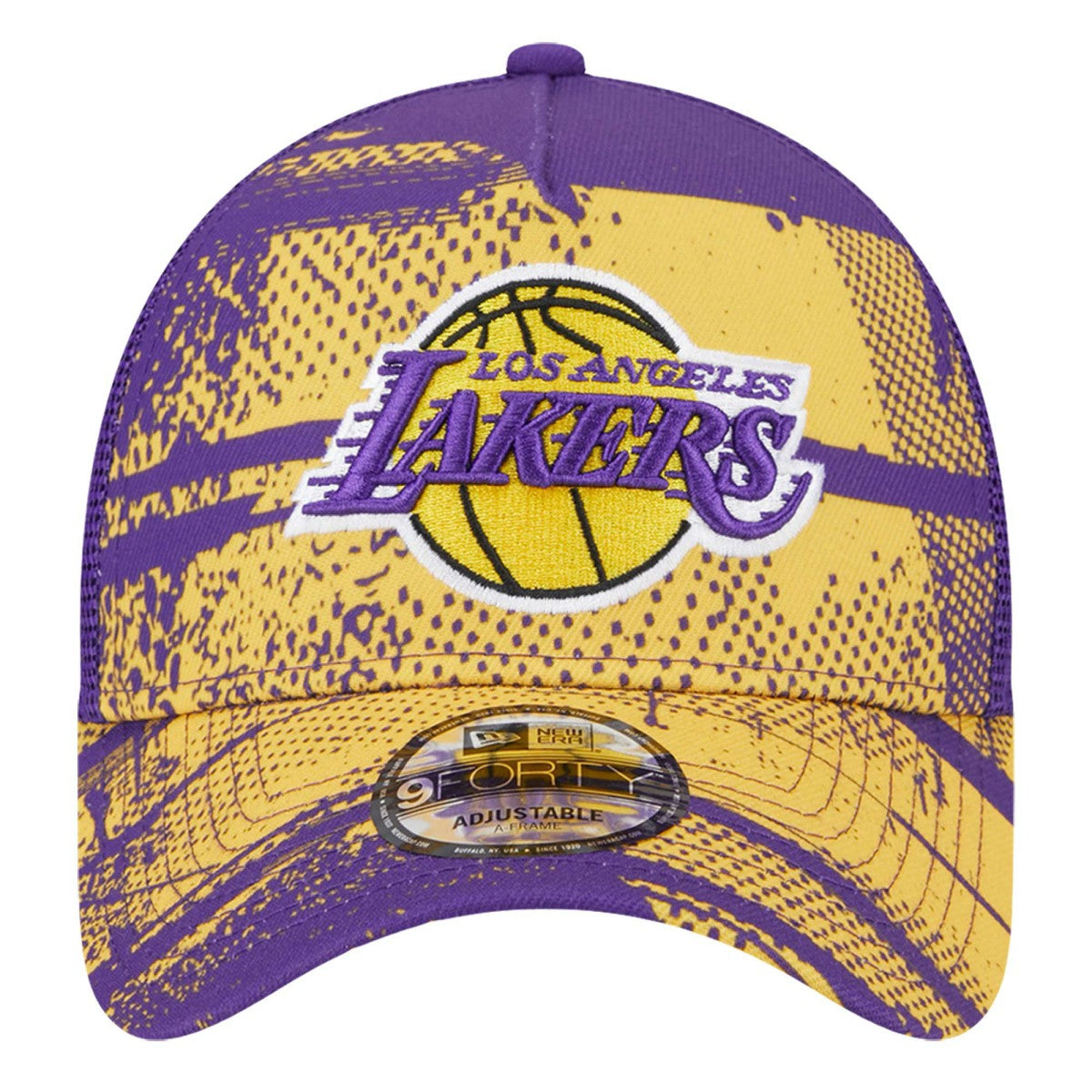 Los Angeles Lakers Tip Off A-Frame Trucker 9FORTY Adjustable Hat - Purple/Gold | New Era on sale