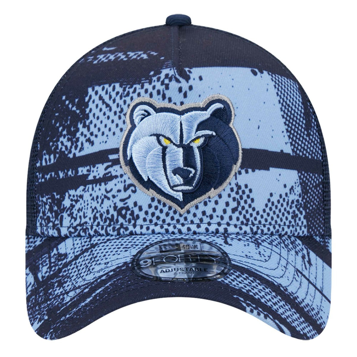 Memphis Grizzlies Tip Off A-Frame Trucker 9FORTY Adjustable Hat - Navy/Light Blue | New Era sale