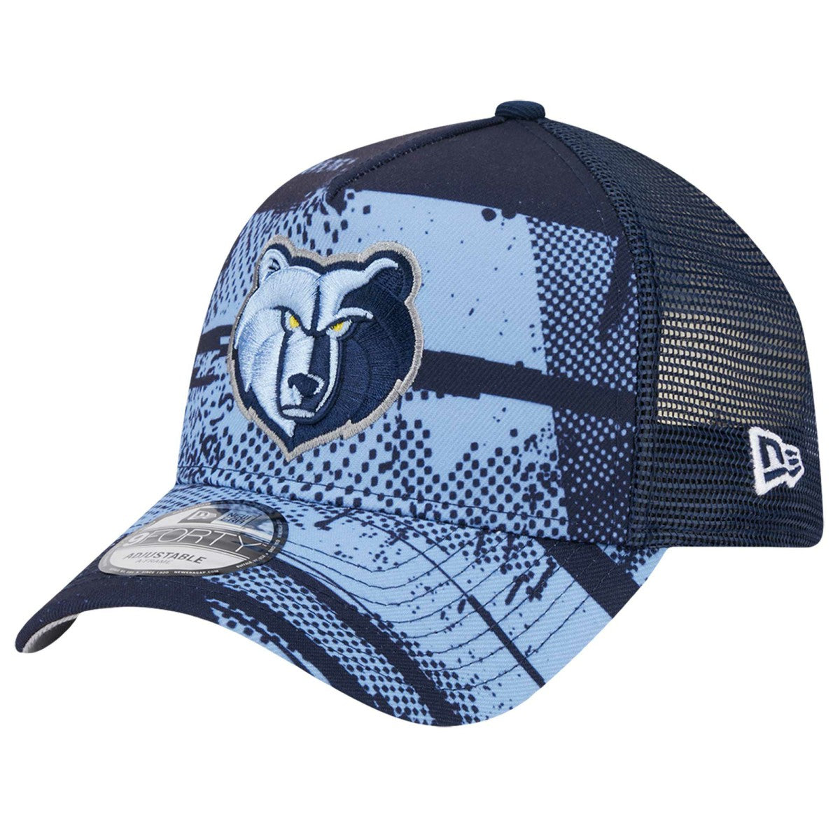 Memphis Grizzlies Tip Off A-Frame Trucker 9FORTY Adjustable Hat - Navy/Light Blue | New Era sale