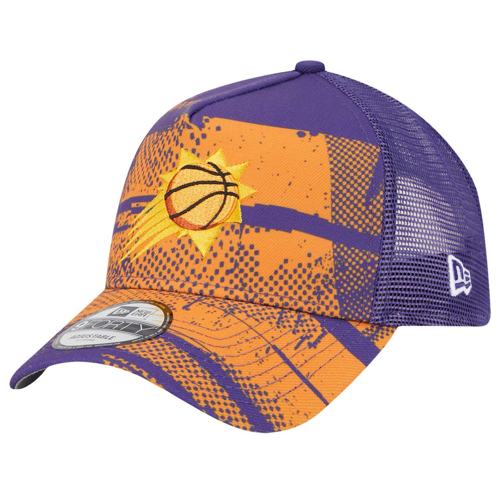 Phoenix Suns Tip Off A-Frame Trucker 9FORTY Adjustable Hat - Purple/Orange | New Era discount