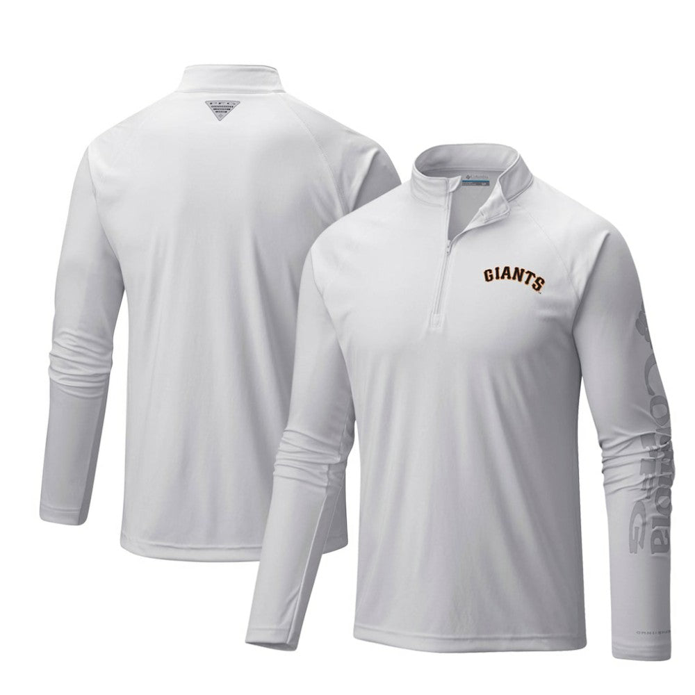 San Francisco Giants Terminal Tackle Omni-Shade Raglan Quarter-Zip Pullover Top - White | Columbia