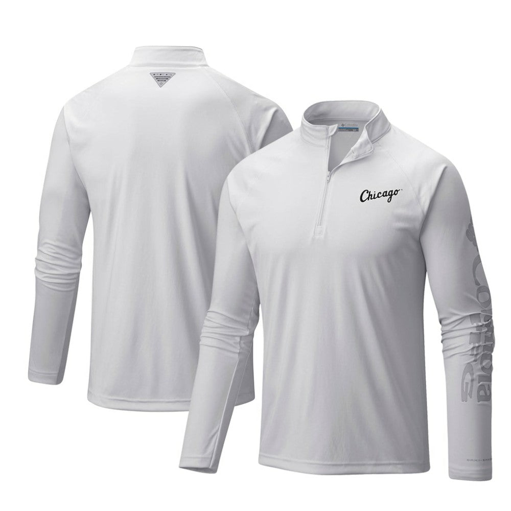 Chicago White Sox Terminal Tackle Omni-Shade Raglan Quarter-Zip Pullover Top - White | Columbia