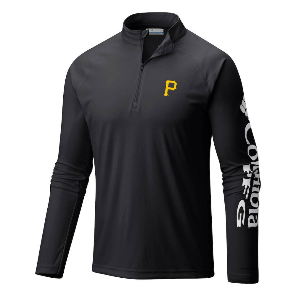 Pittsburgh Pirates Terminal Tackle Omni-Shade Raglan Quarter-Zip Pullover Top - Black | Columbia