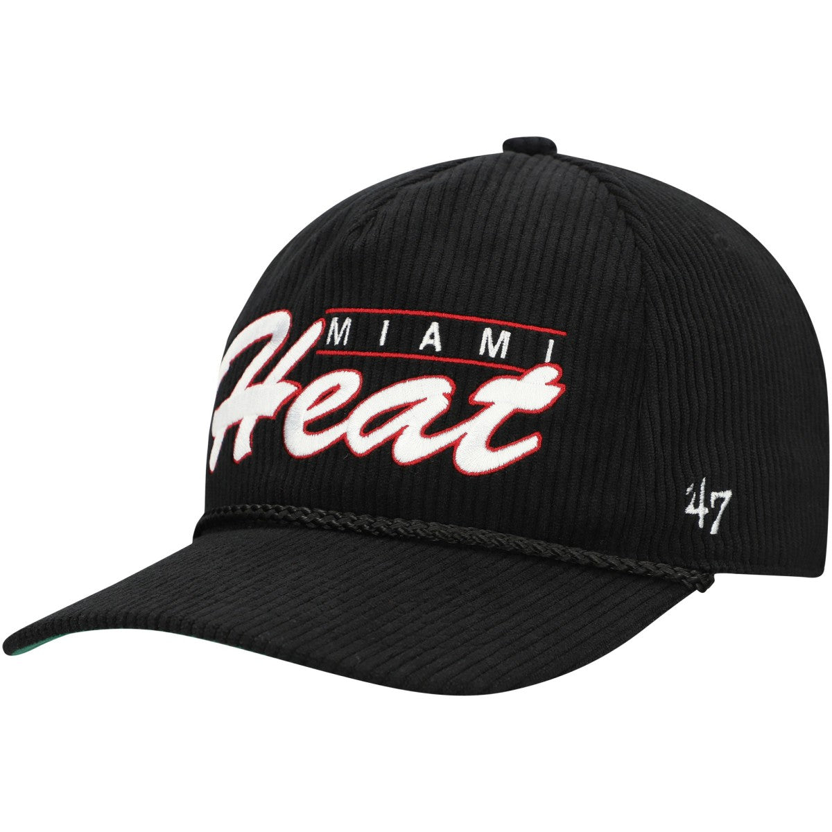 Miami Heat '47 Double Header Sidepatch Cord Hitch Adjustable Hat - Black | 47 brand for sale