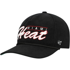 Miami Heat '47 Double Header Sidepatch Cord Hitch Adjustable Hat - Black | 47 brand for sale